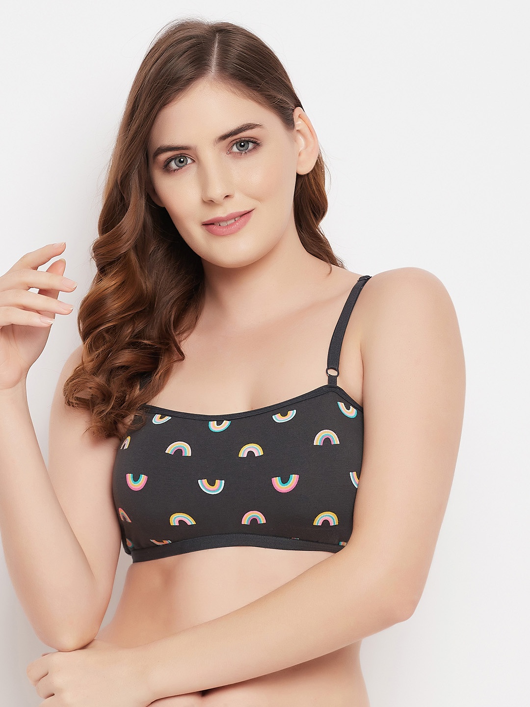 

Clovia Grey & Blue Graphic Printed Lightly Padded Bra