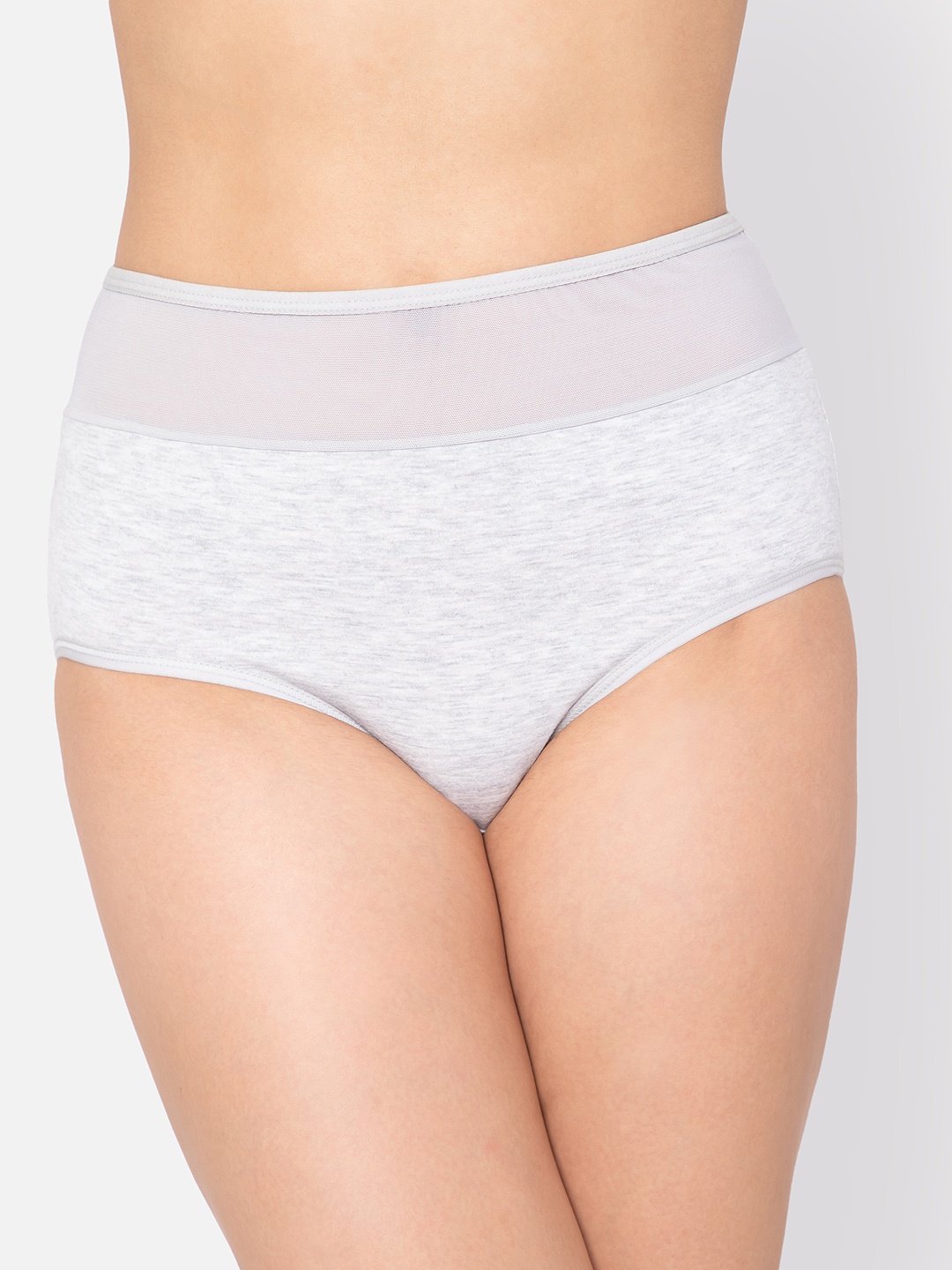 

Clovia Women Grey Solid High Waist Hipster Briefs