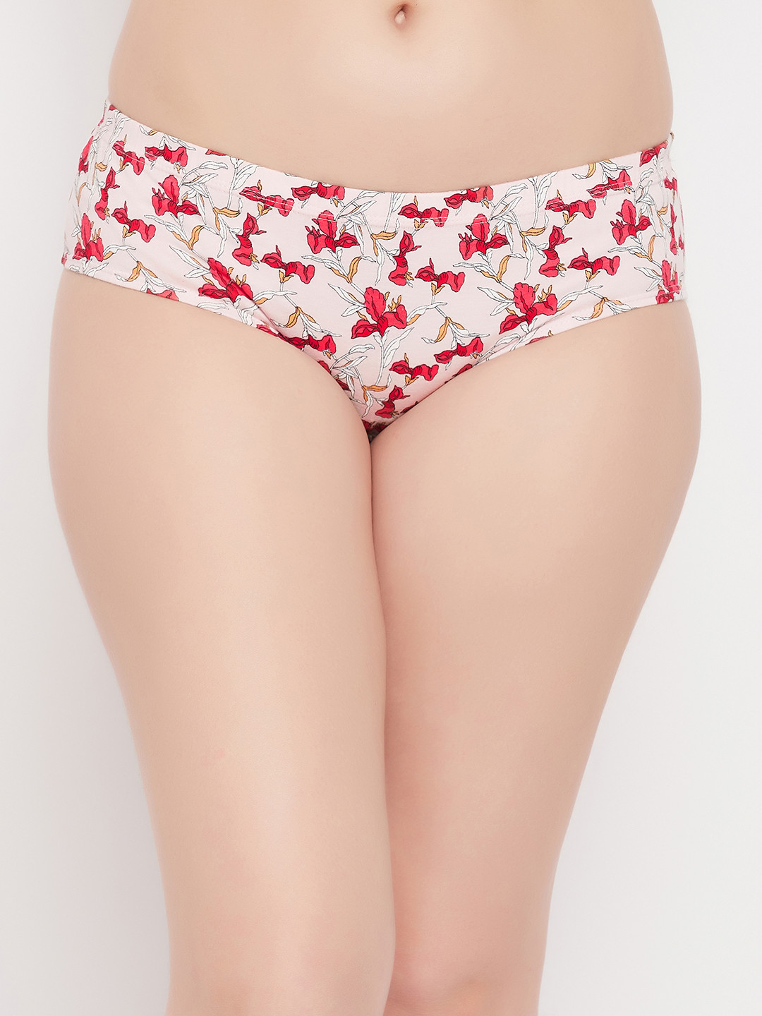 

Clovia Women Peach & Red Floral Printed Hipster Briefs