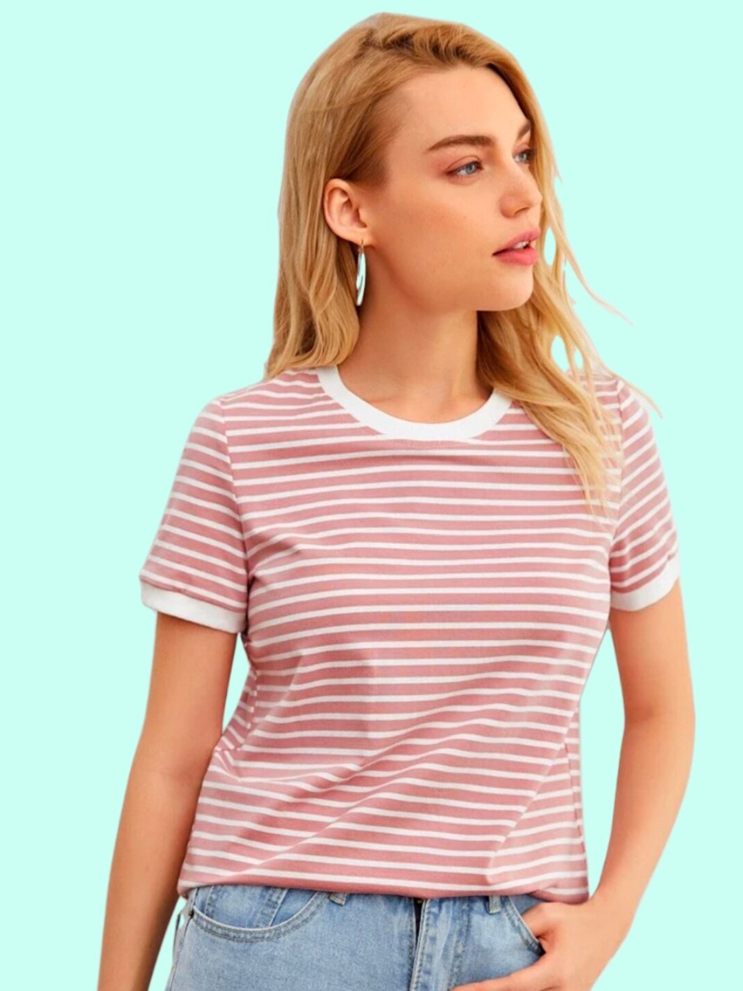 

Dream Beauty Fashion Heena Women Pink & White Striped Top