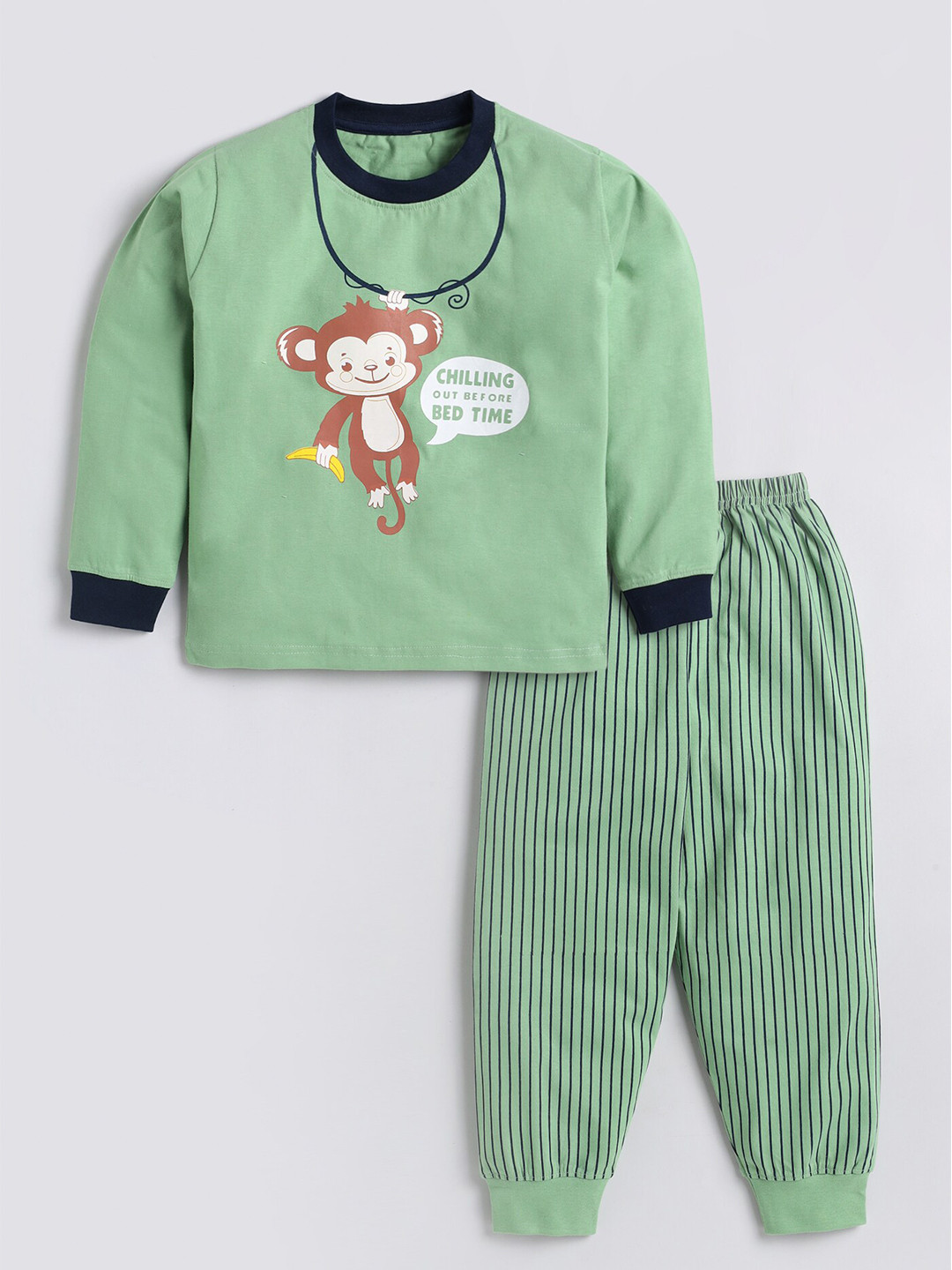 

Toonyport Unisex Kids Green Printed Top with Pyjamas