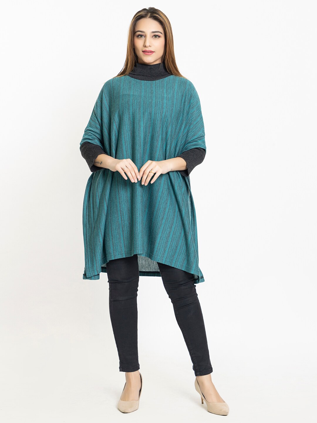 

KEIKO Women Acrylic Shrug, Turquoise blue