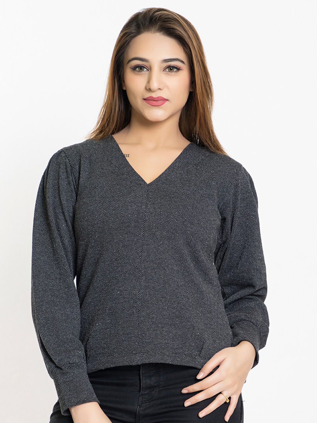 

KEIKO Women Charcoal Acrylic Pullover