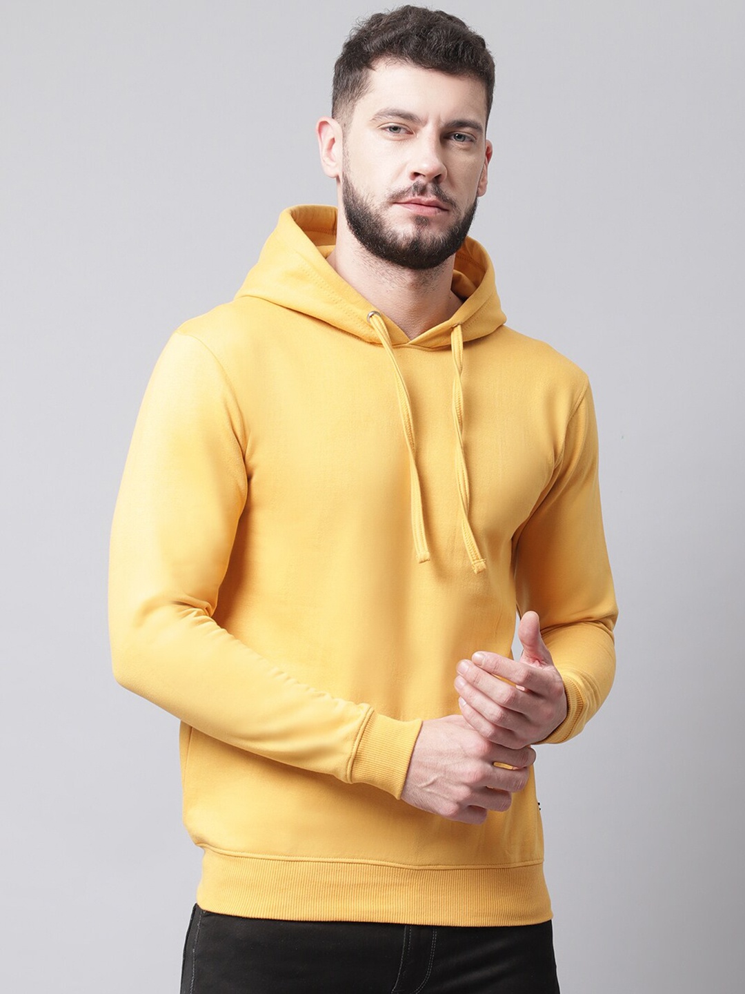 

Friskers Men Yellow Hooded Sweatshirt