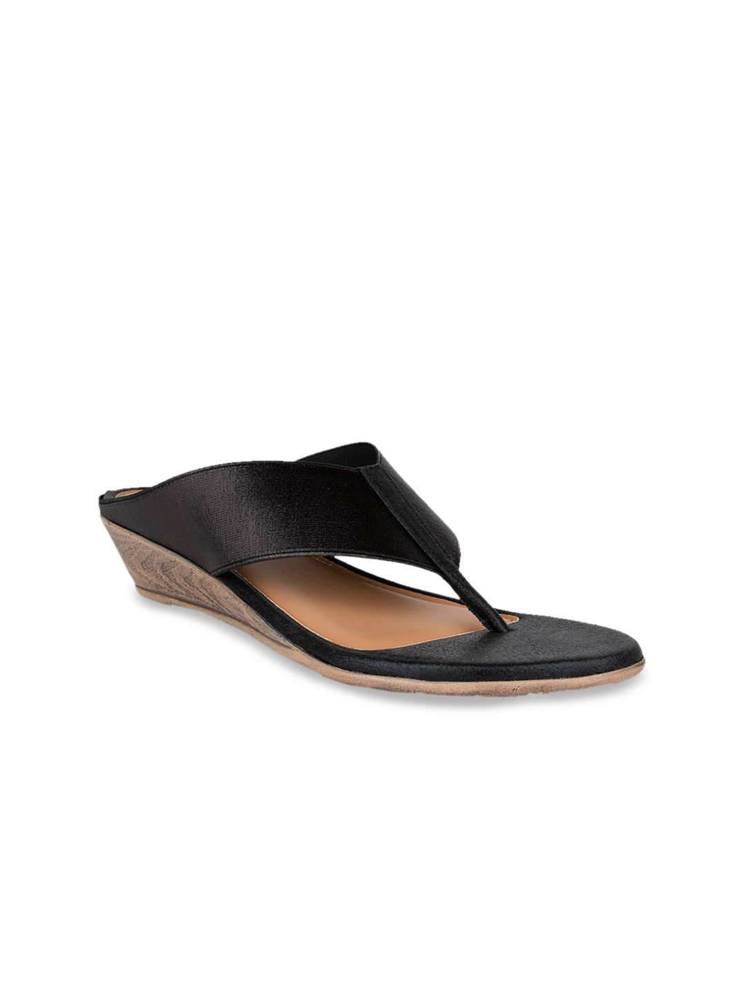 

SOLES Black Textured Wedge Sandals