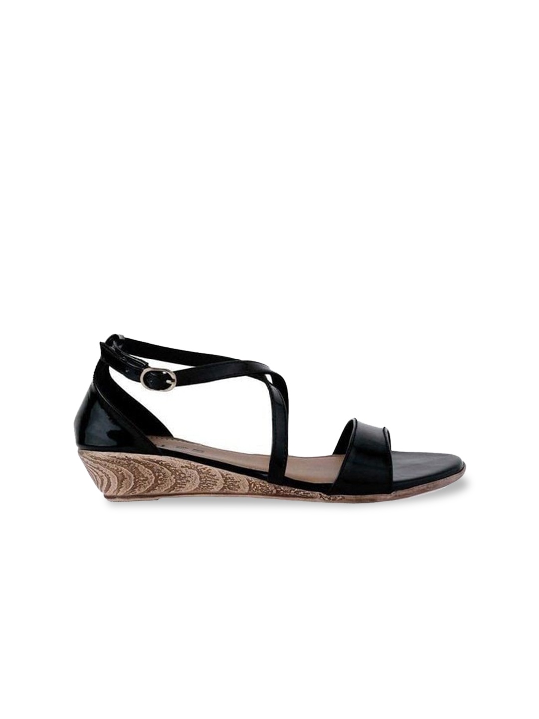 

SOLES Black Colourblocked Flatform Sandals with Buckles