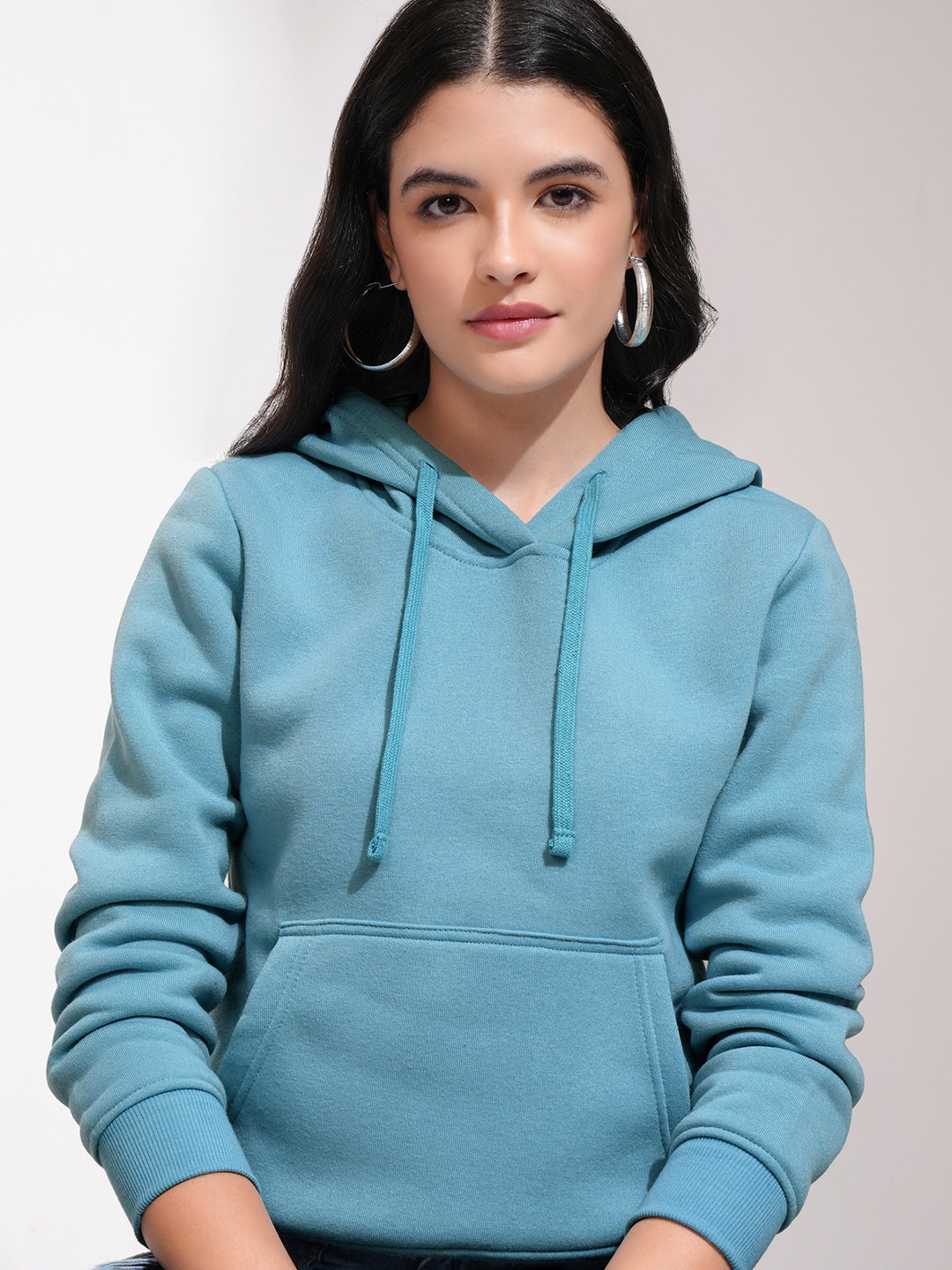 

Tokyo Talkies Women Blue Hooded Sweatshirt
