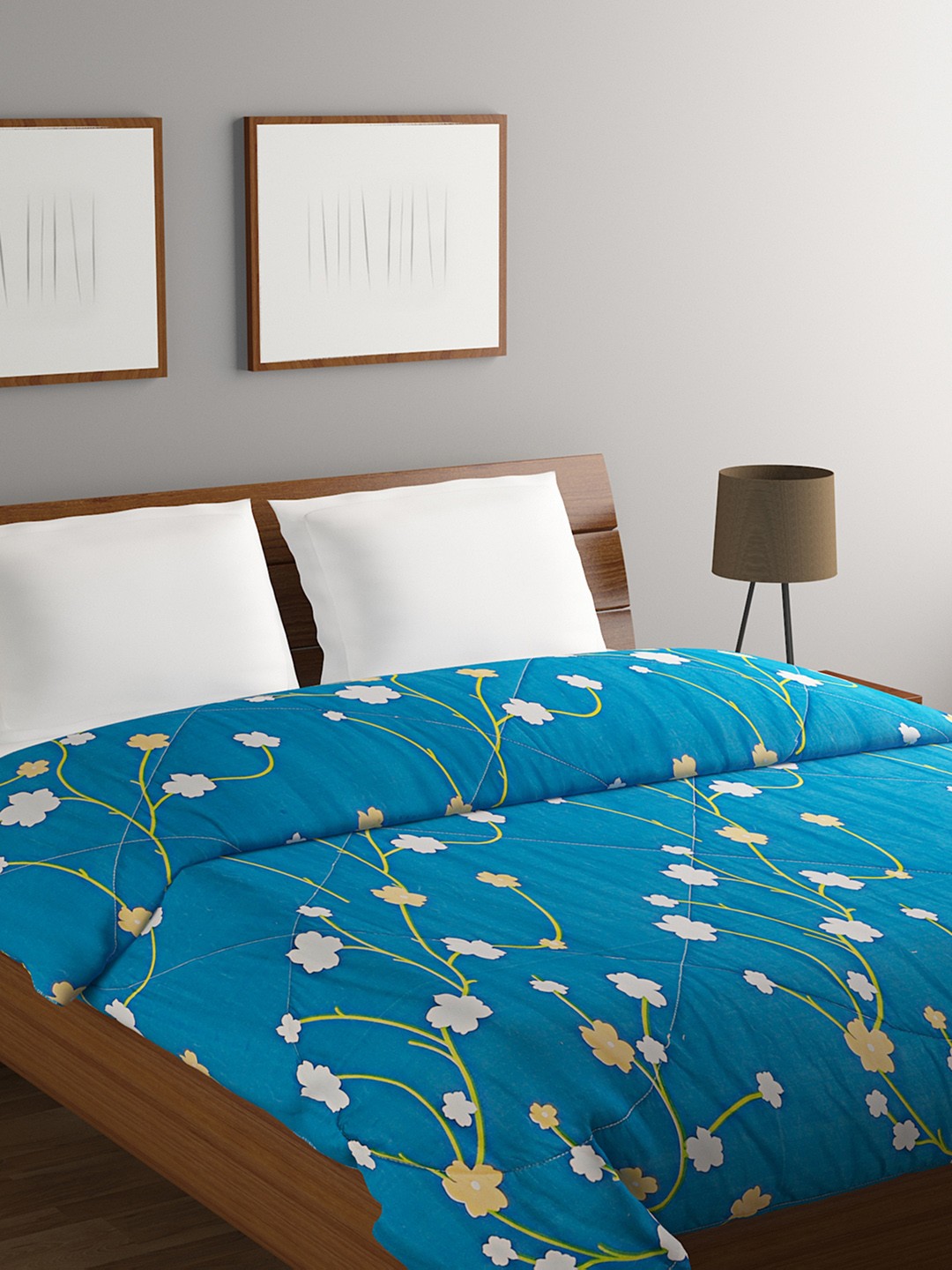 

Rubix Home Blue & White Floral Microfiber AC Room 110 GSM Double Bed Quilt