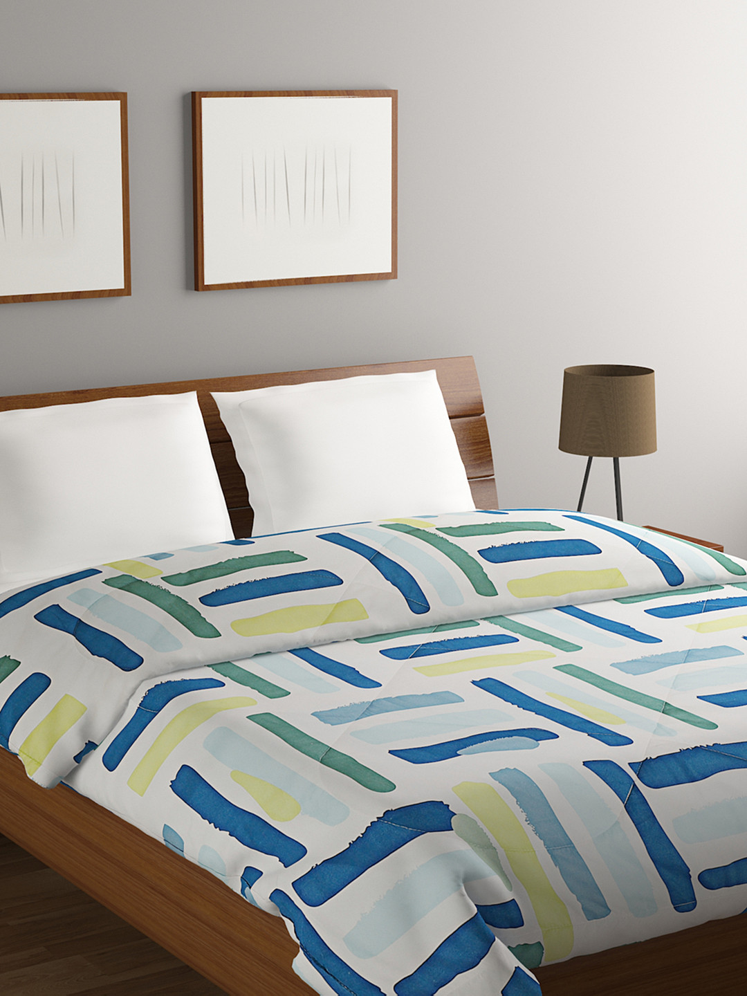 

Rubix Home White & Blue Microfiber AC Room 110 GSM Double Bed Quilt
