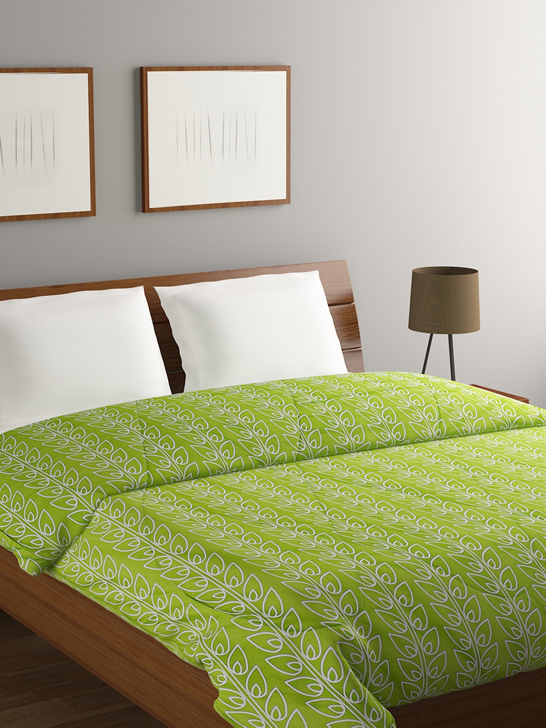

Rubix Home Green & White Floral Microfiber AC Room 110 GSM Double Bed Quilt