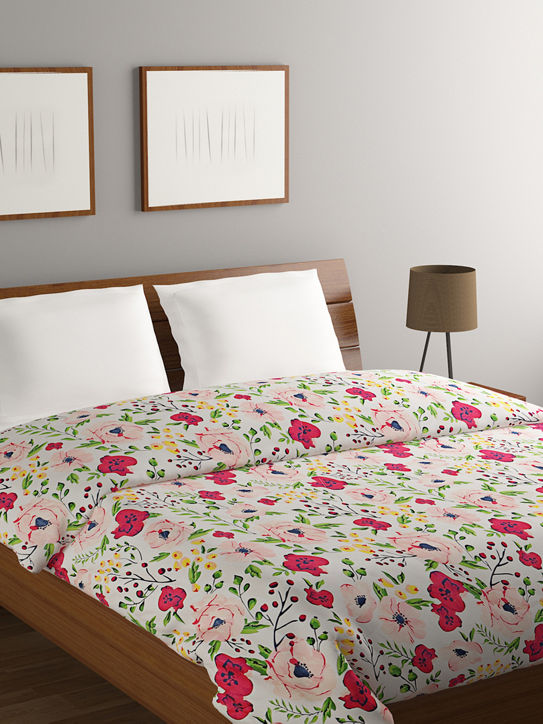 

Rubix Home White & Pink Floral Microfiber AC Room 110 GSM Double Bed Quilt