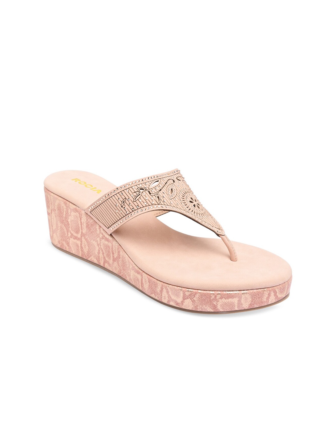 

Rocia Pink Wedge Heels with Laser Cuts