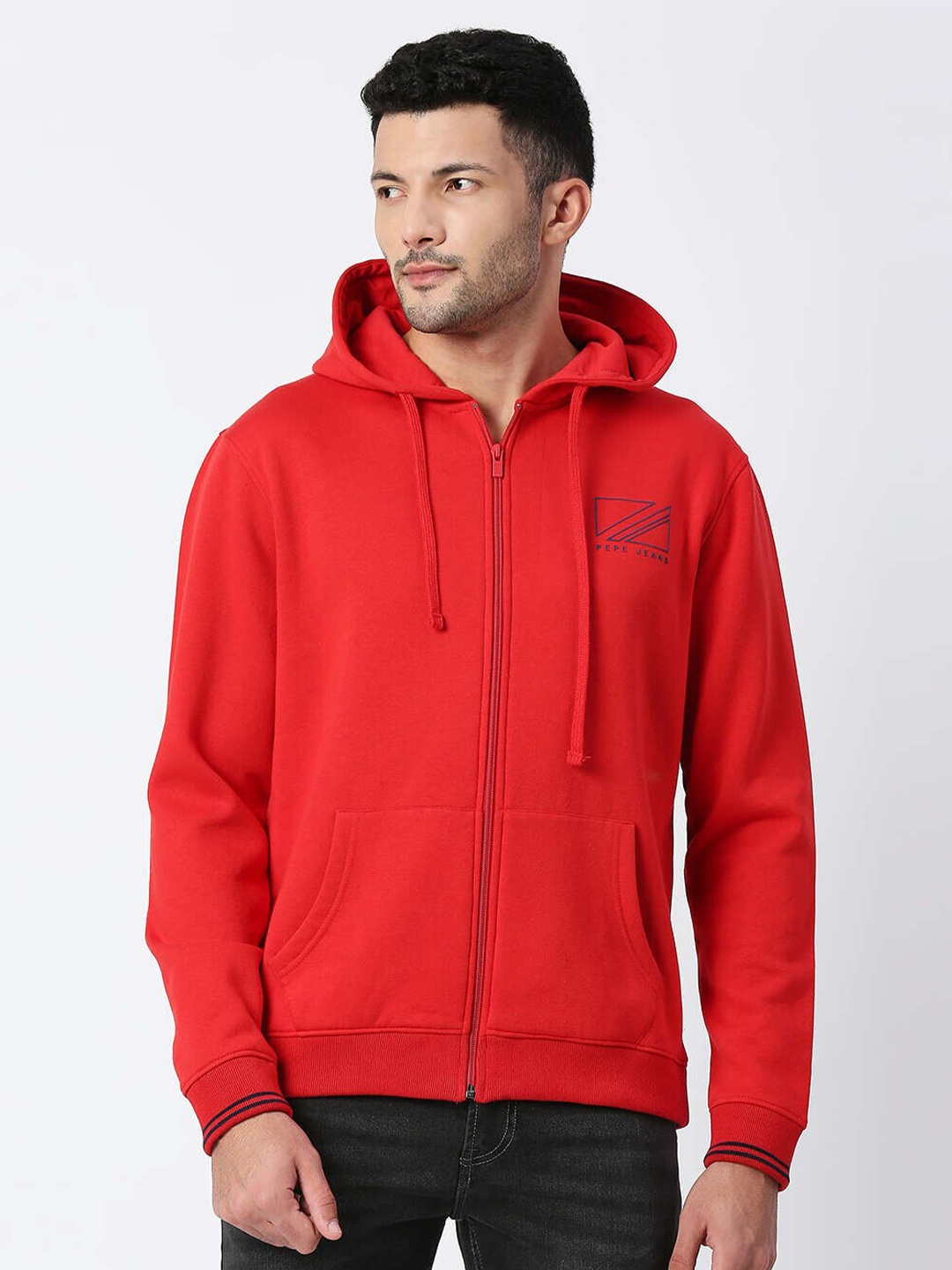 

Pepe Jeans Men Red Hooded Cotton Sweatshirt