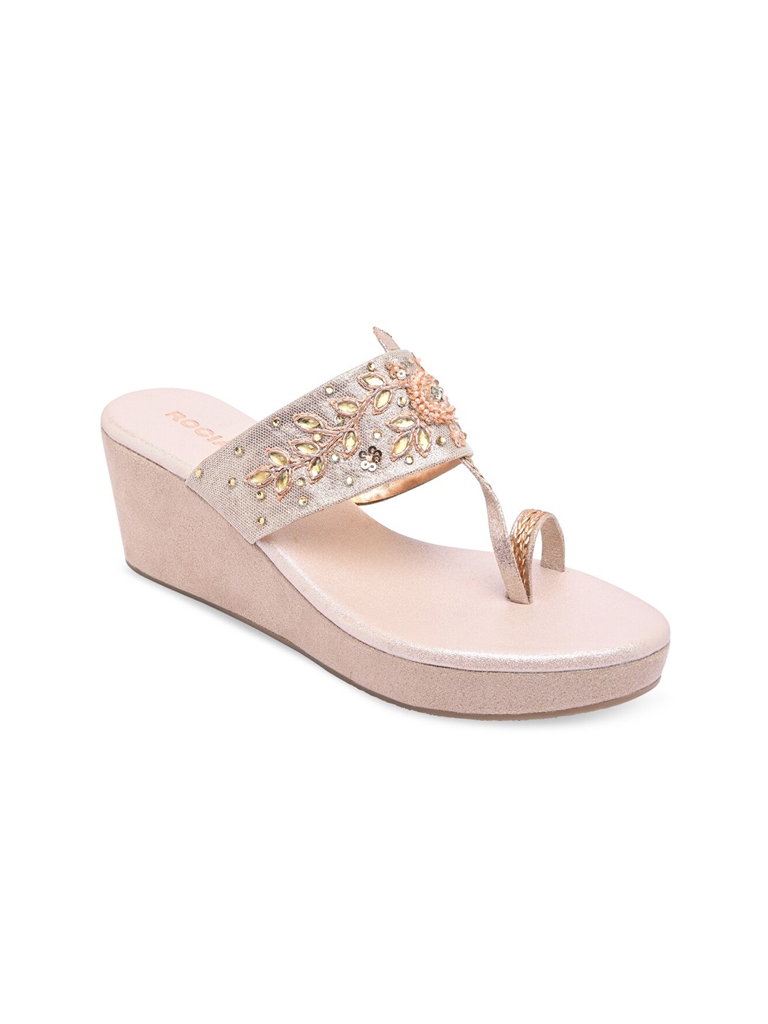 

Rocia Embellished Ethnic Wedge Heels, Pink