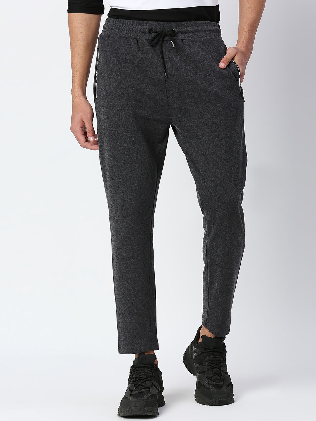 

Pepe Jeans Men Grey Solid Slim-Fit Track Pants
