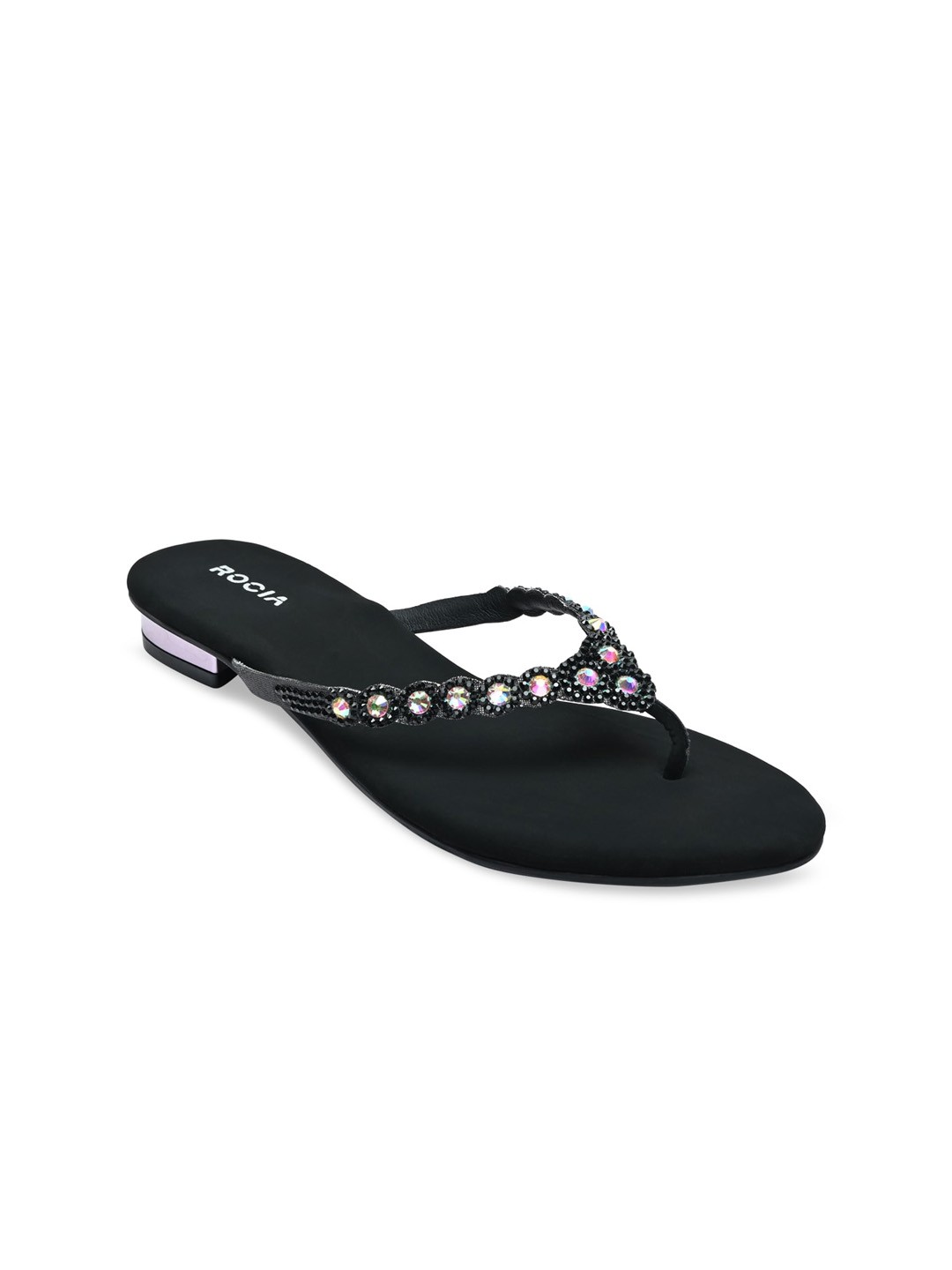 

Rocia Women Black Embellished Ethnic Open Toe Flats