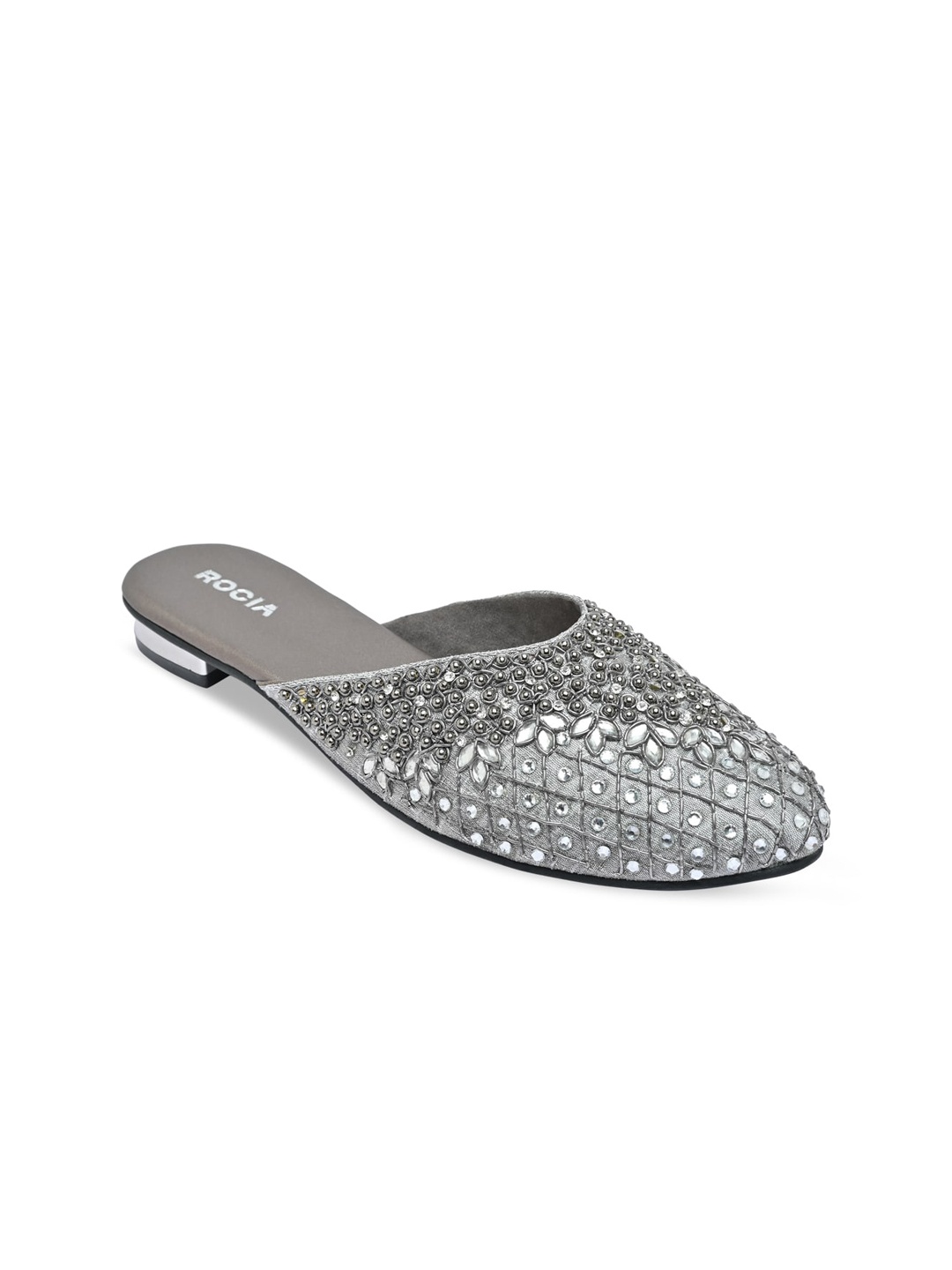 

Rocia Women Silver-Toned Embellished Ethnic Mules