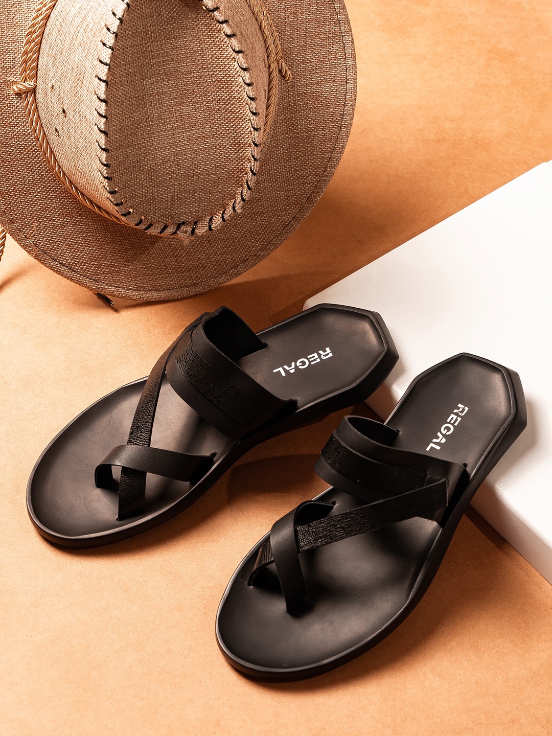 

Regal Men Black Leather Comfort Sandals