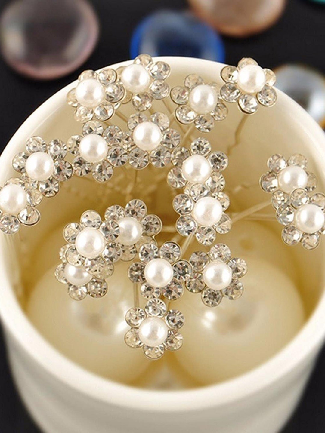 

CHANDERKASH Women Pack of 24 Gold-Toned Crystal Rhinestone Embellished Hair Bun Pin