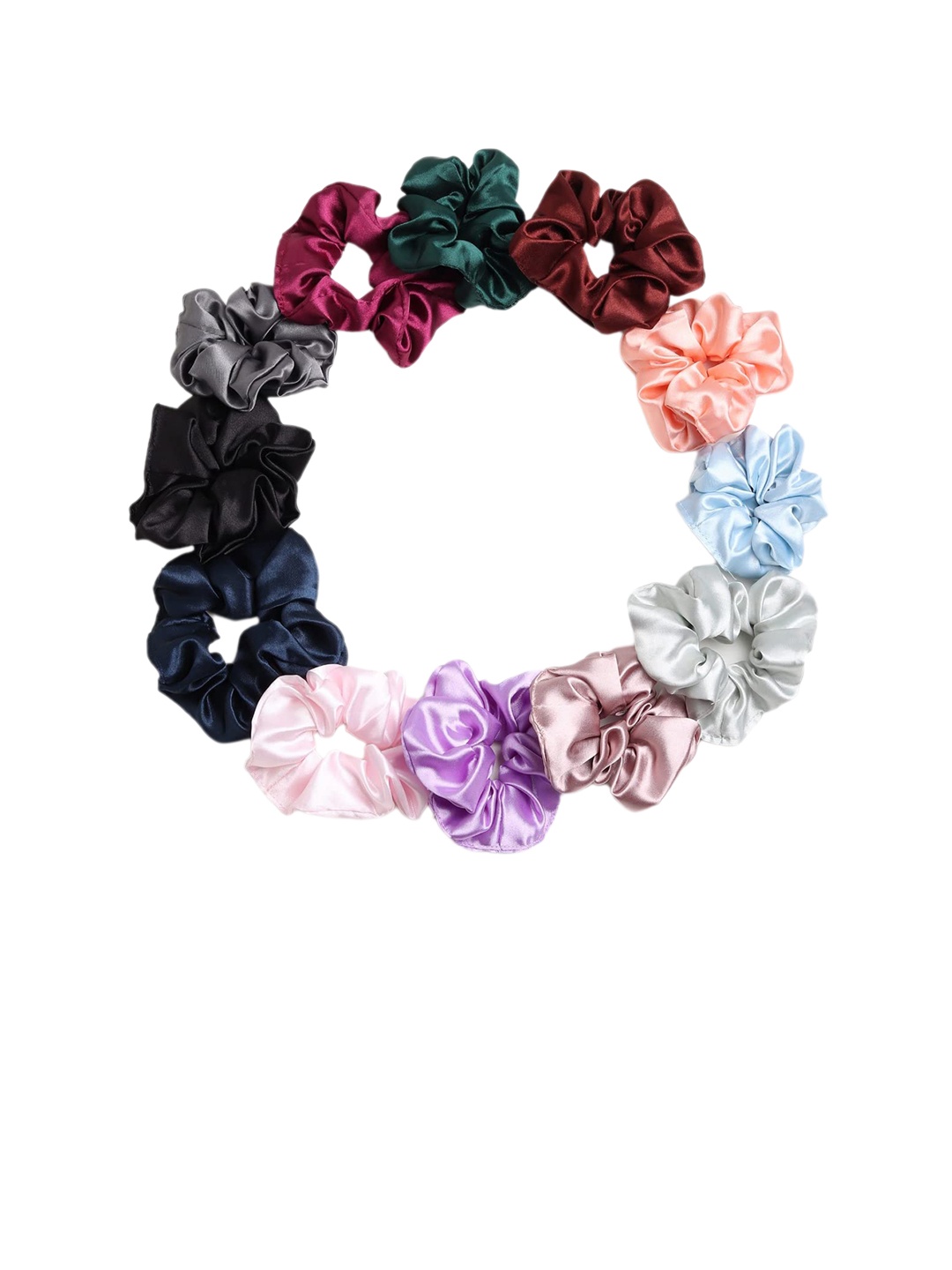 

CHANDERKASH Set Of 12 Premium Satin Silk Scrunchies, Maroon