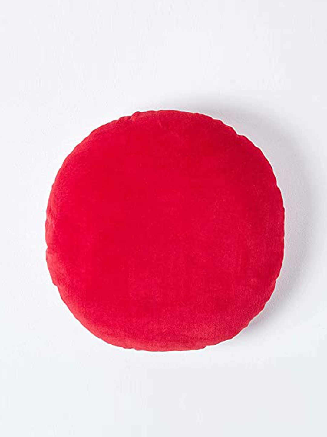 

CHANDERKASH Solid Velvet Round Cushion Cover, Red