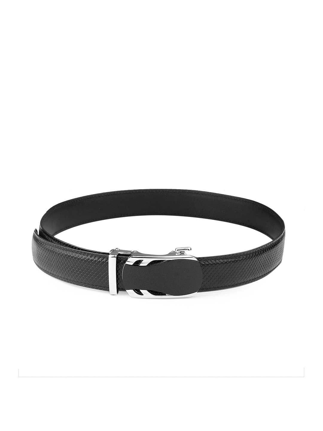 

bacca bucci Men Black Textured Leather Belt