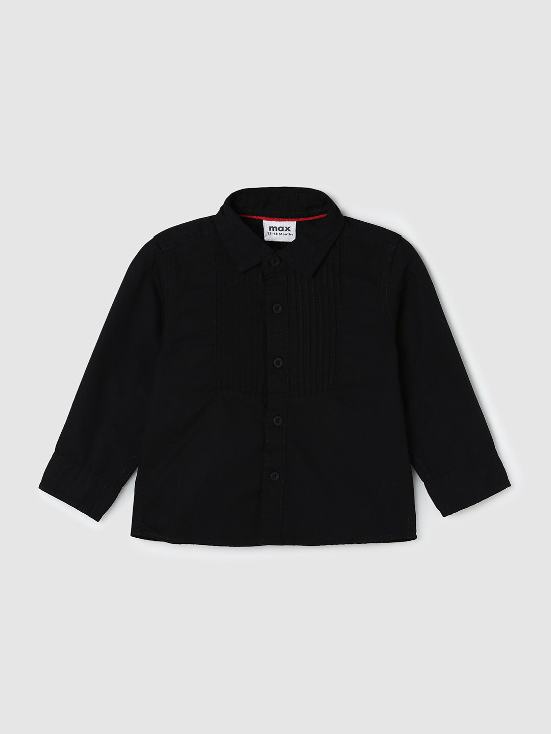 

max Boys Spread Collar Casual Cotton Shirt, Black