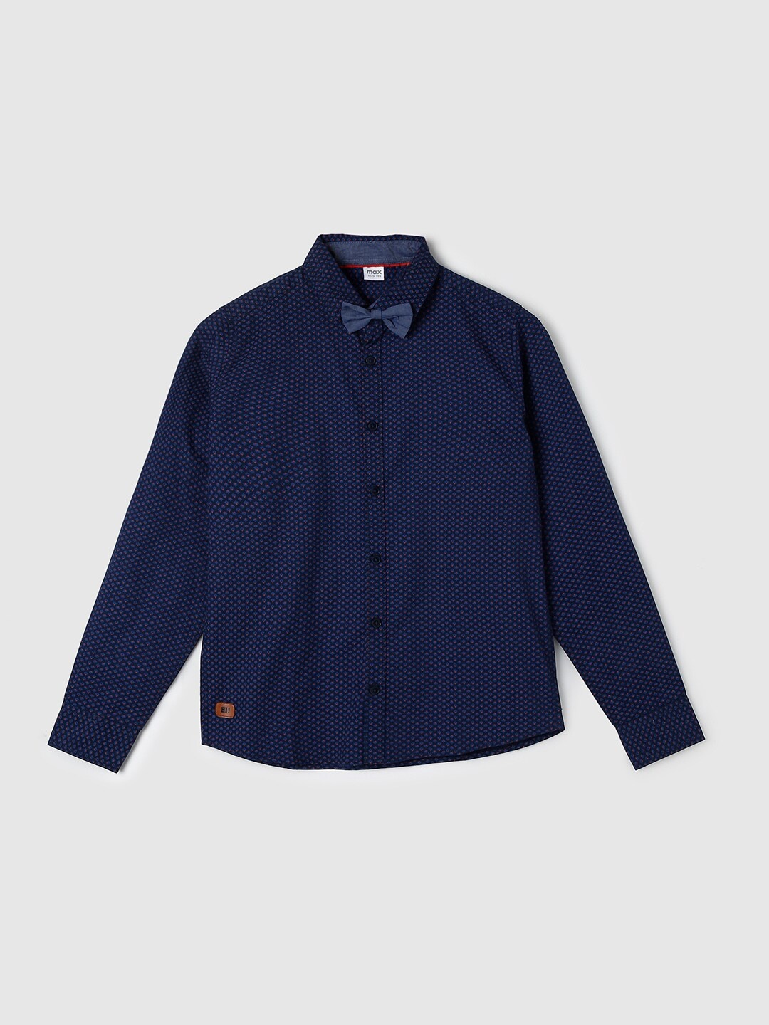 

max Boys Printed Casual Cotton Shirt, Navy blue