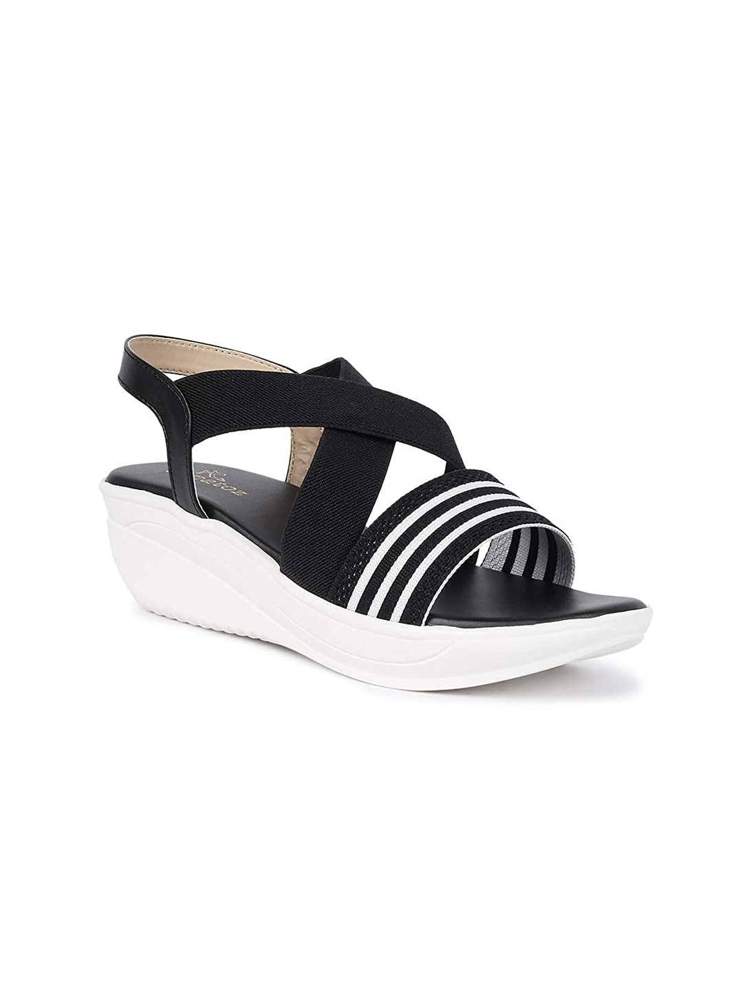 

ZAPATOZ Girls Black & White PU Platform Heels Sandals