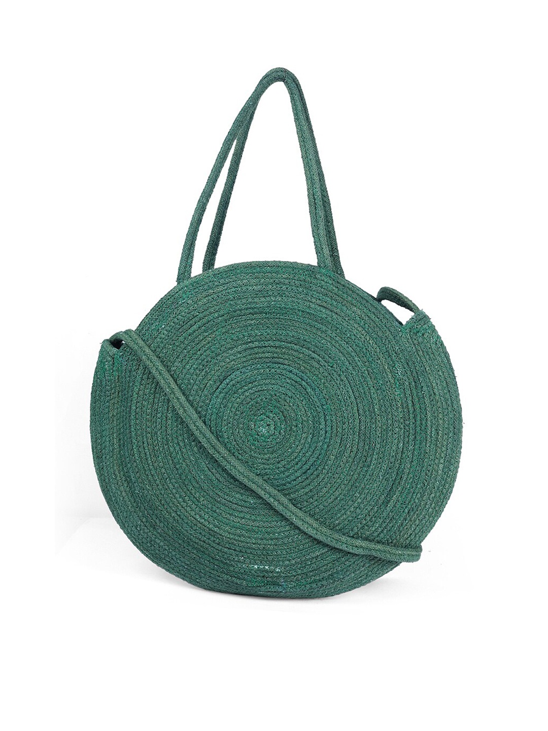 

FABBHUE Green Structured Jute Sling Bag