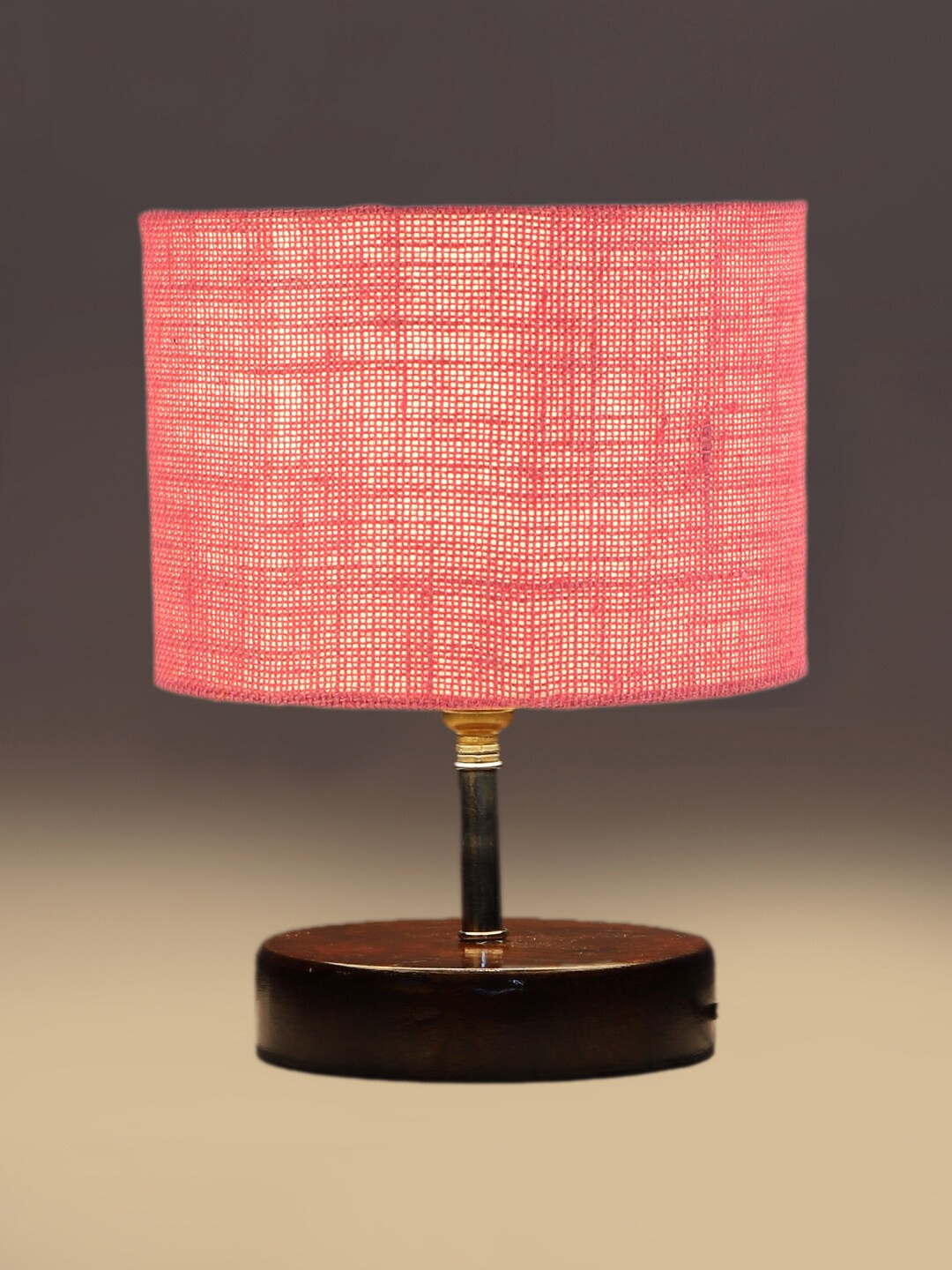 

Devansh Pink Solid Jute Table Lamp With Wood Base