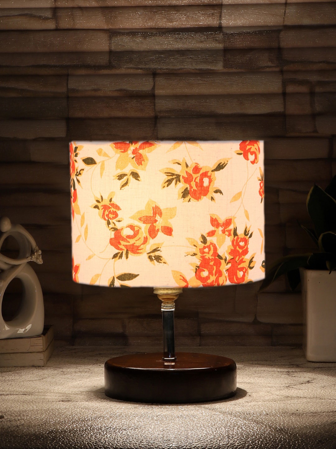 

Devansh White & Orange Printed Table Lamps