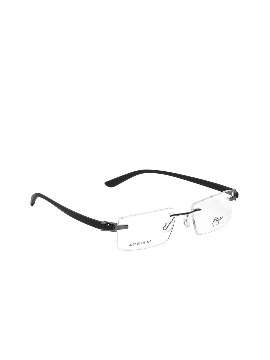 

GARTH Unisex Clear Lens & Black Rectangle Sunglasses With UV Protected Lens, Transparent