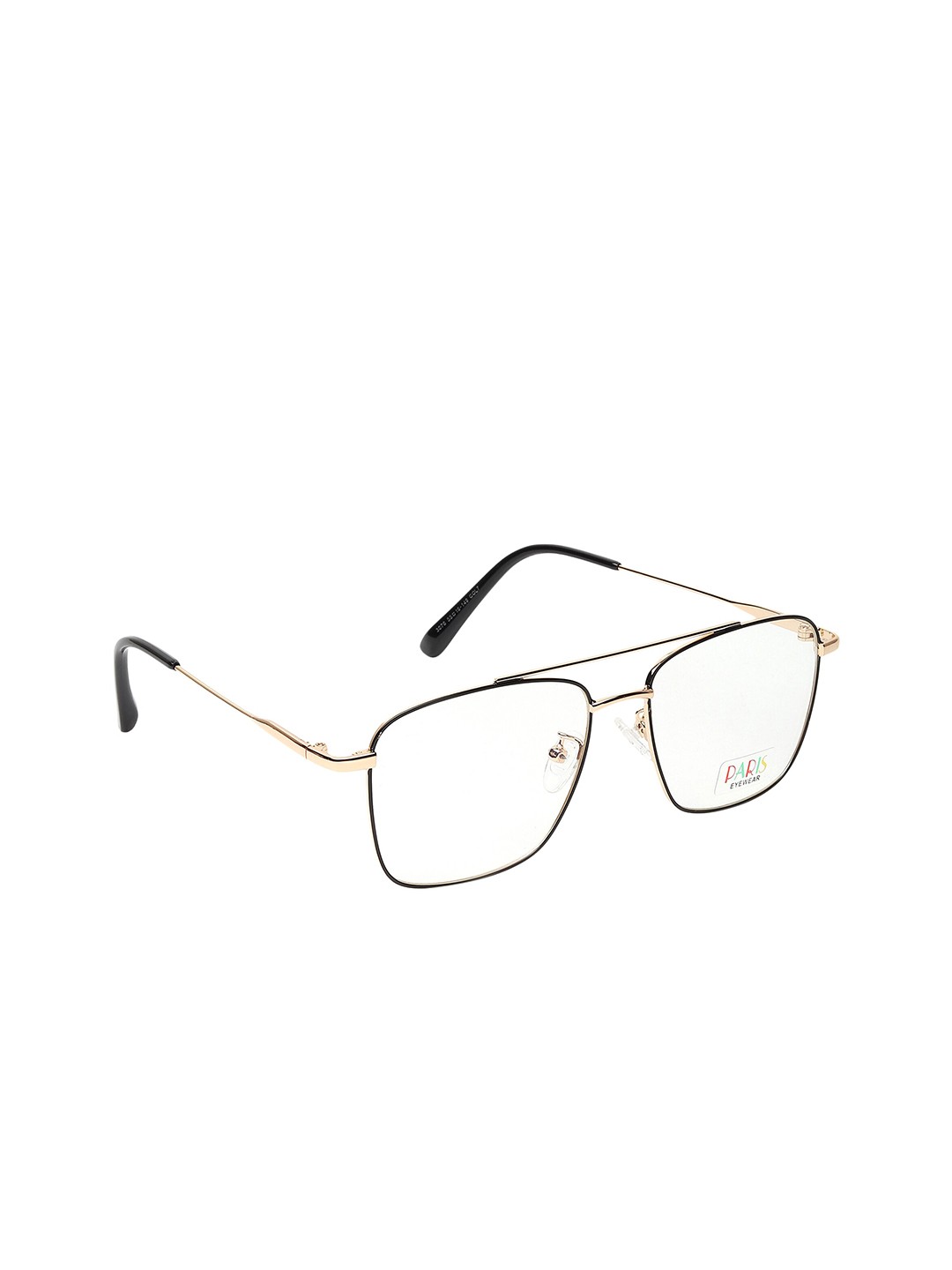 

GARTH Unisex Clear Lens & Black Square Sunglasses With UV Protected Lens, Gold