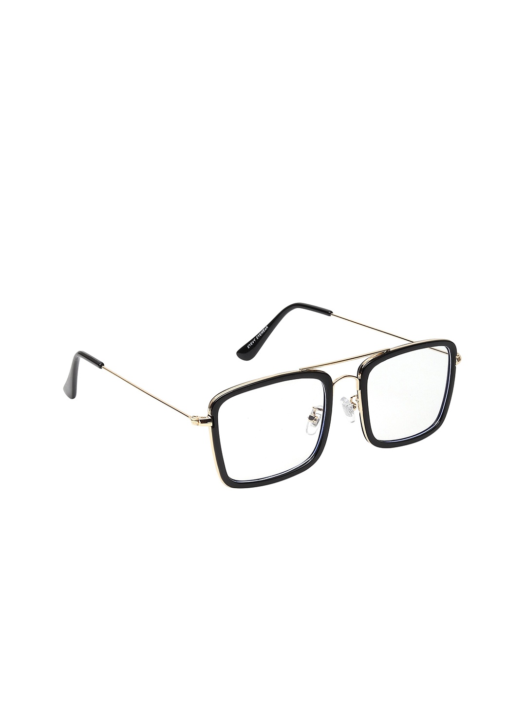 

GARTH Unisex Clear Lens & Gold-Toned Square Sunglasses With UV Protected Lens