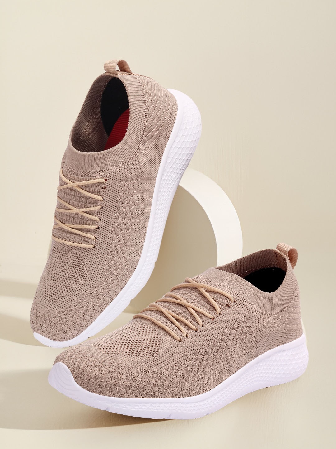 

M7 by Metronaut Men Beige Woven Design Slip-On Sneakers