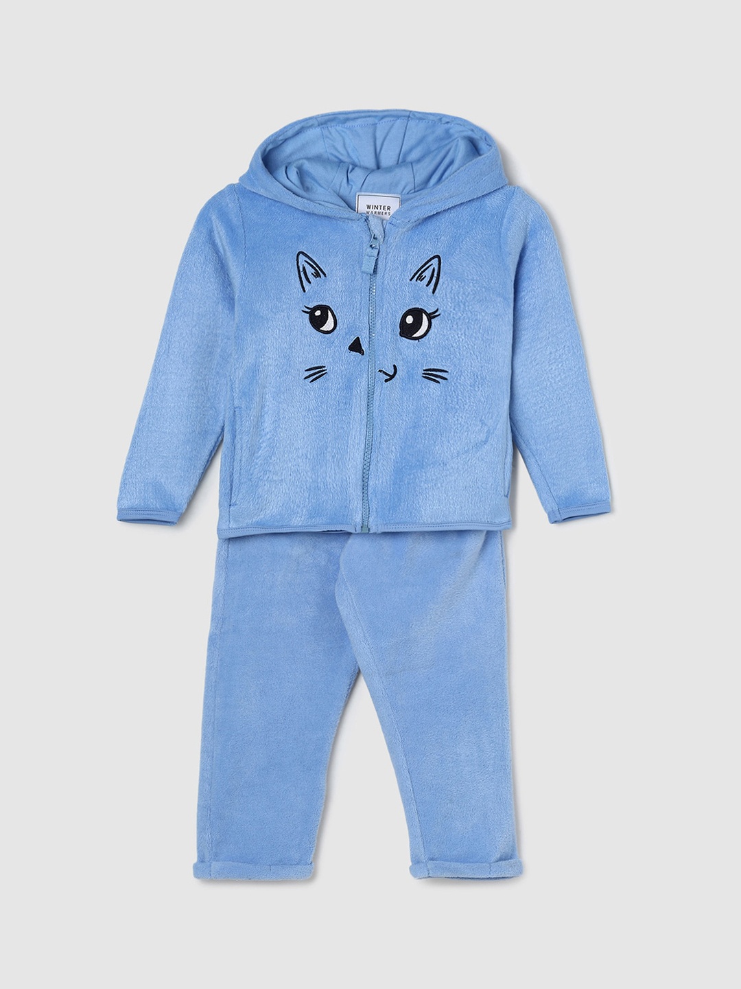 

max Girls Blue & Black Printed Night suit