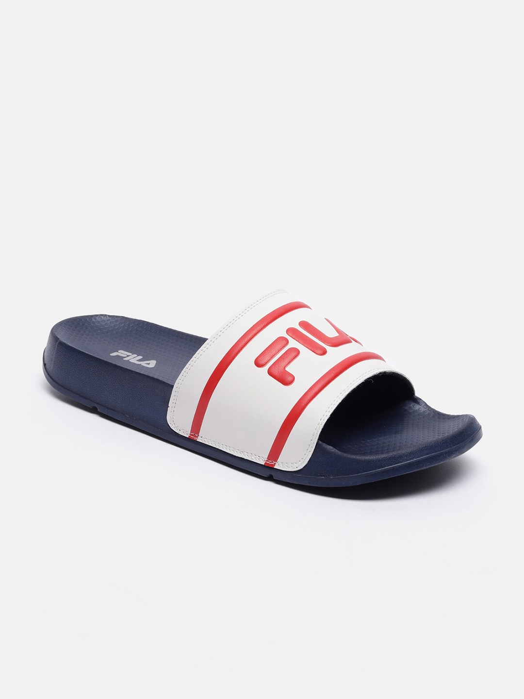 

FILA Men Blue & White Printed Rubber Sliders