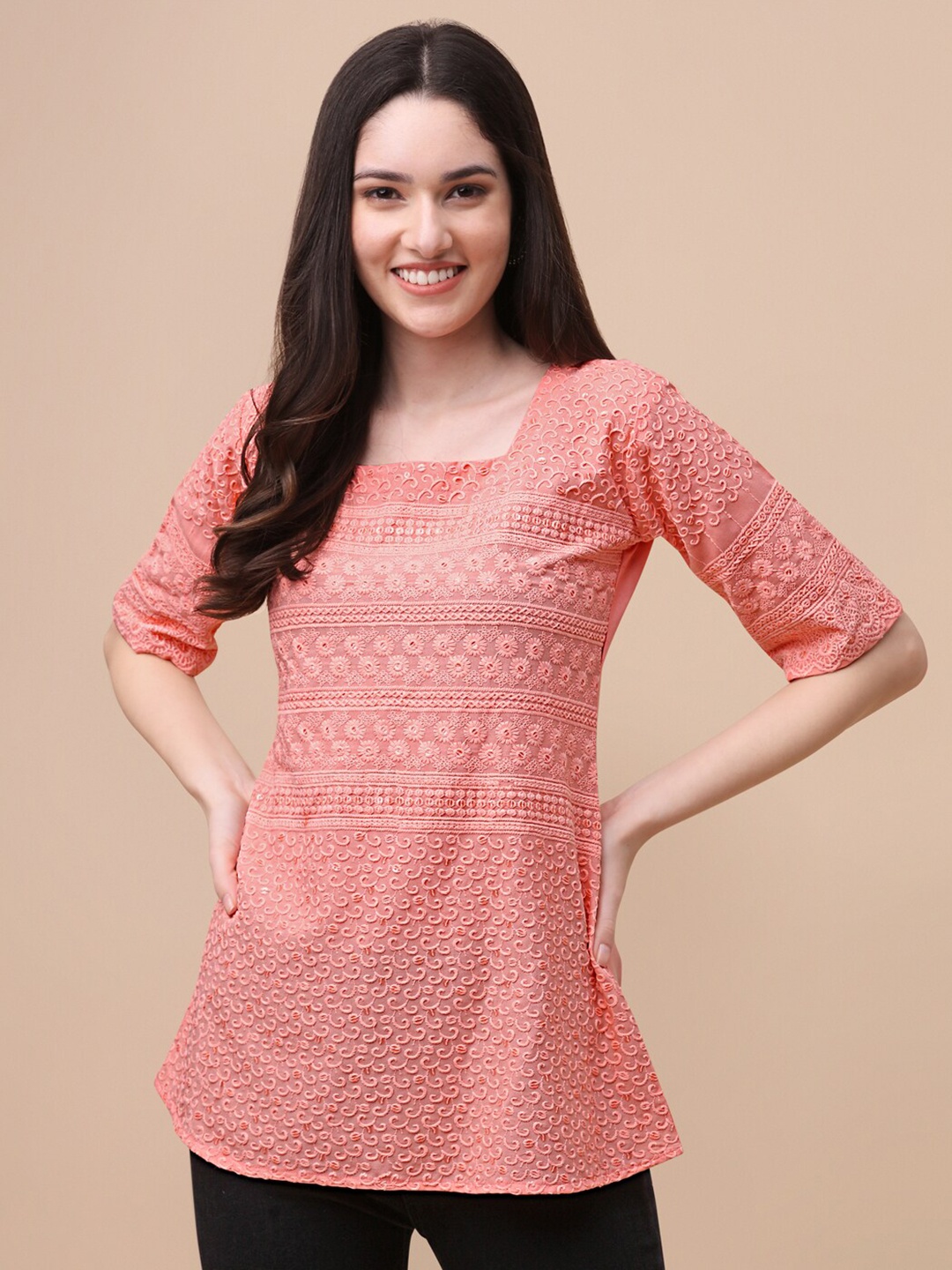 

GUFRINA Peach-Coloured Styled Back Top