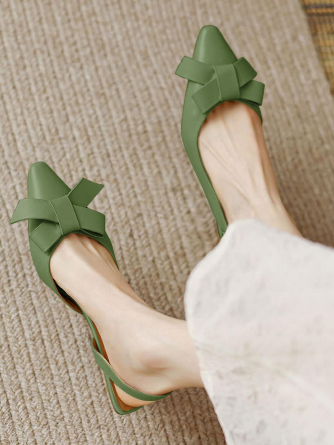 

Shoetopia Women Green Ballerinas with Bows