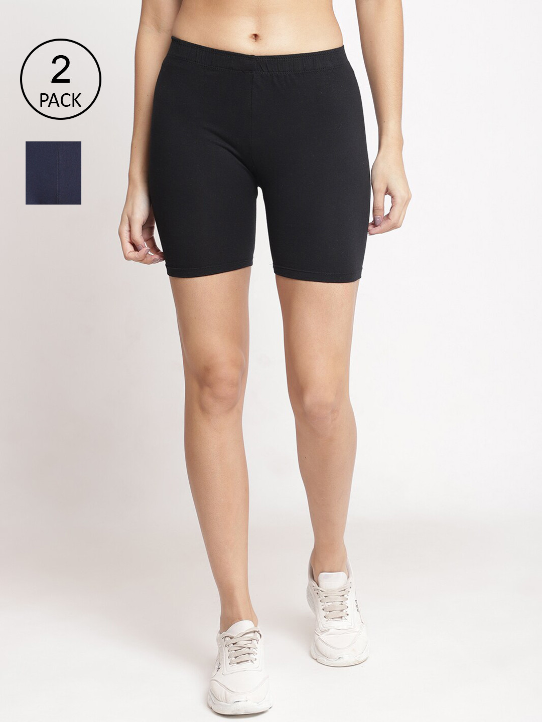 

GRACIT Pack of 2 Cycling Cotton Sports Shorts, Black