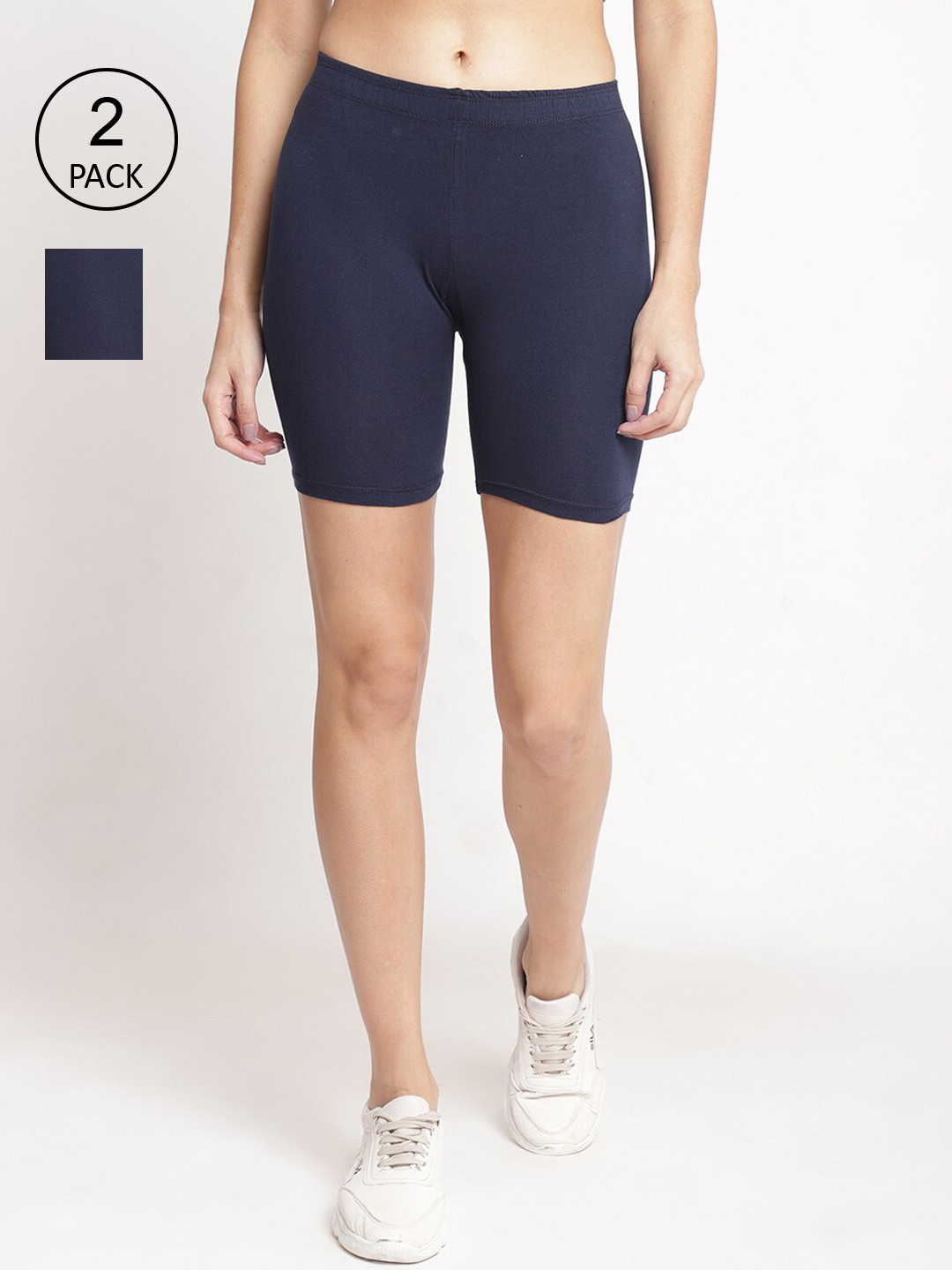 

GRACIT Pack of 2 Cycling Cotton Sports Shorts, Navy blue