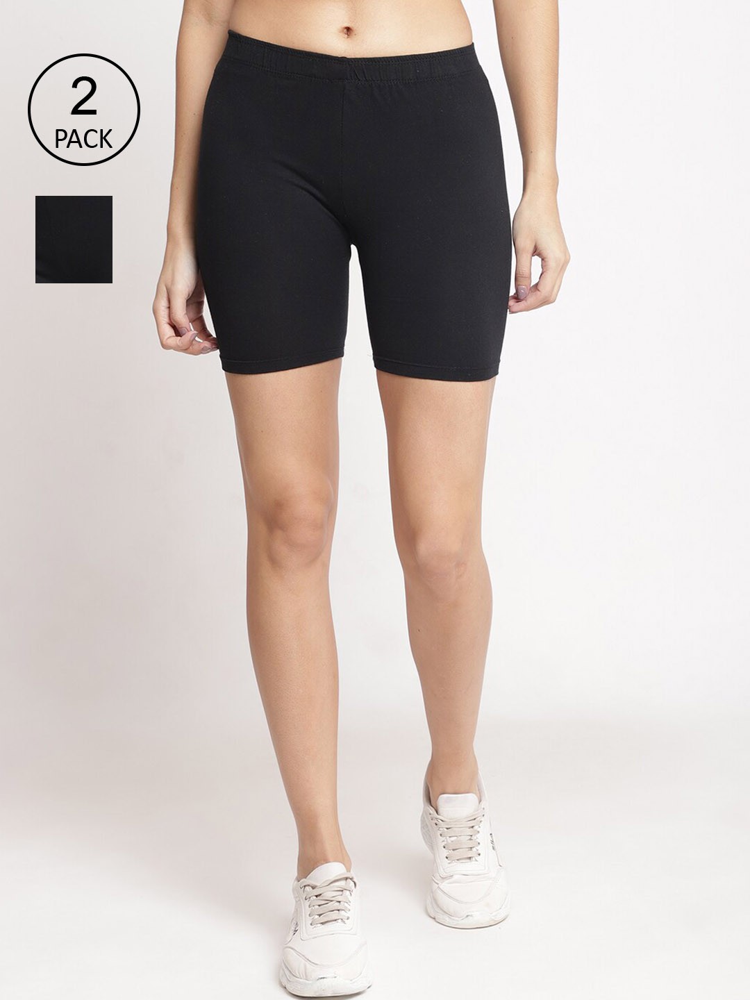 

GRACIT Pack of 2 Cycling Cotton Sports Shorts, Black