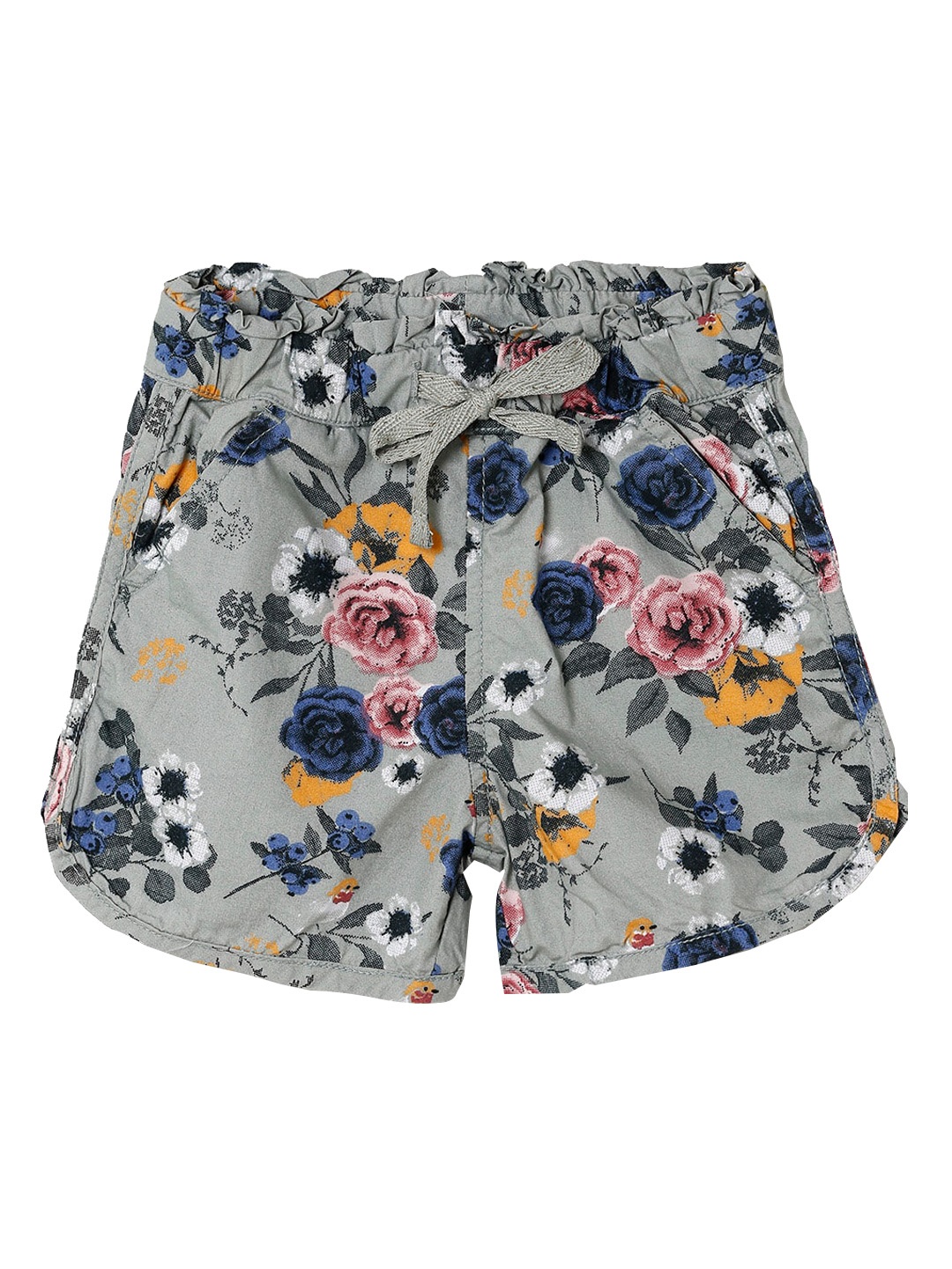 max Girls Floral Printed Pure Cotton Hot Pants Shorts, Olive