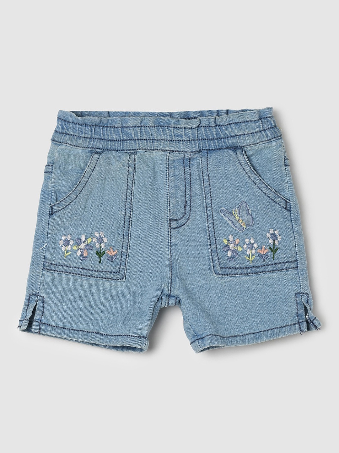 

max Girls Blue Pure Cotton Denim Shorts