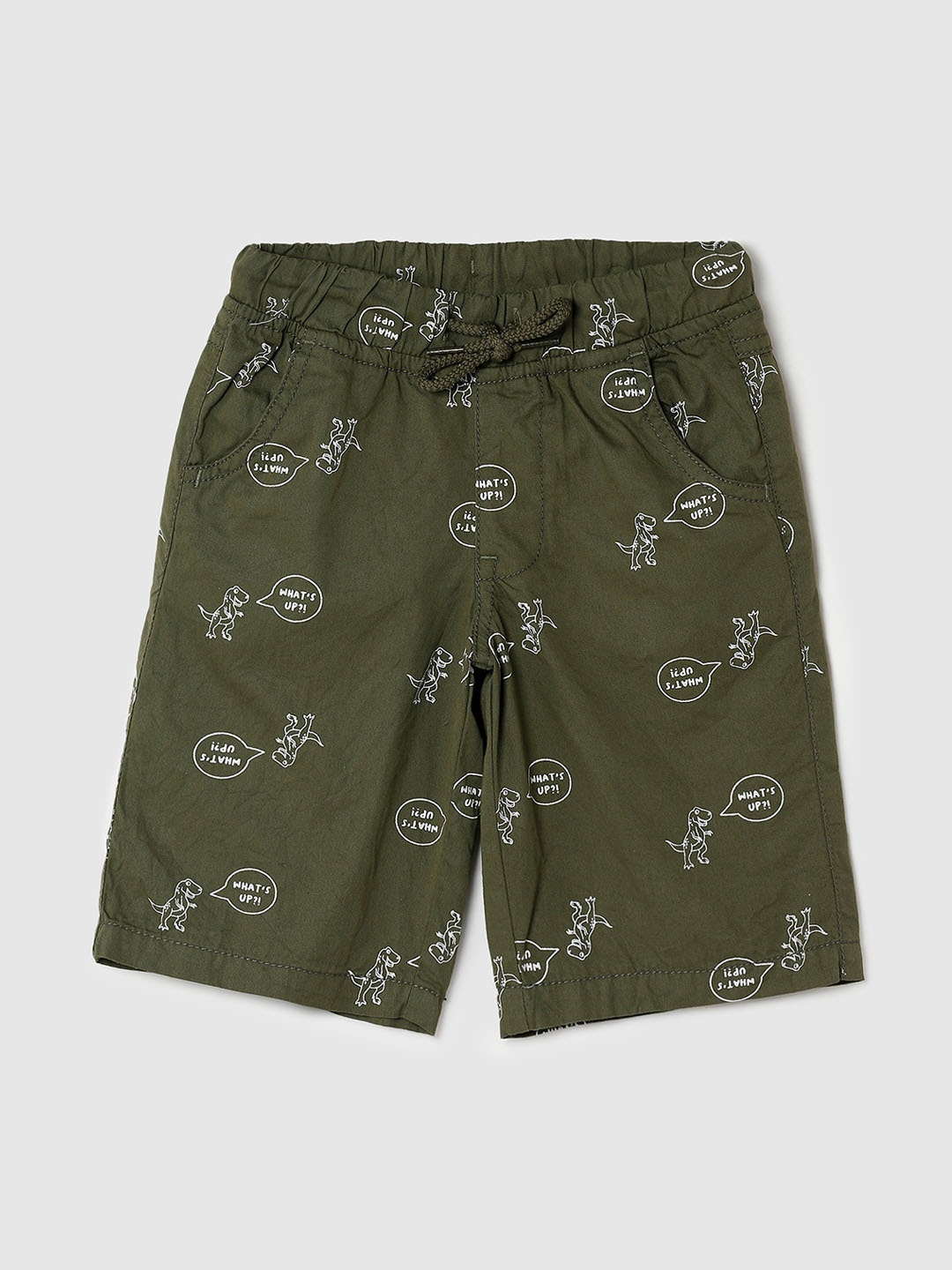 

max Boys Conversational Printed Pure Cotton Shorts, Green