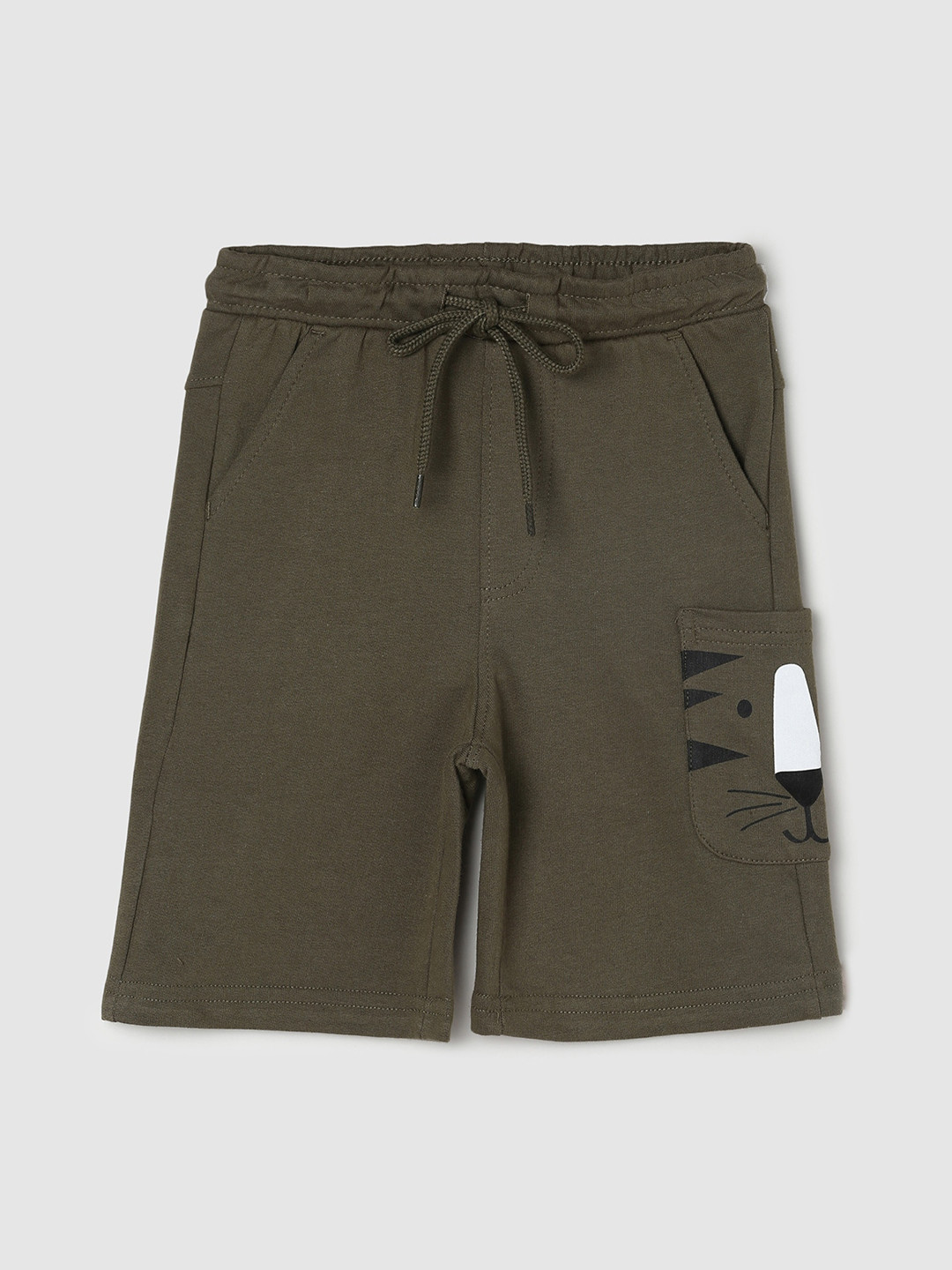 

max Boys Green Pure Cotton Shorts