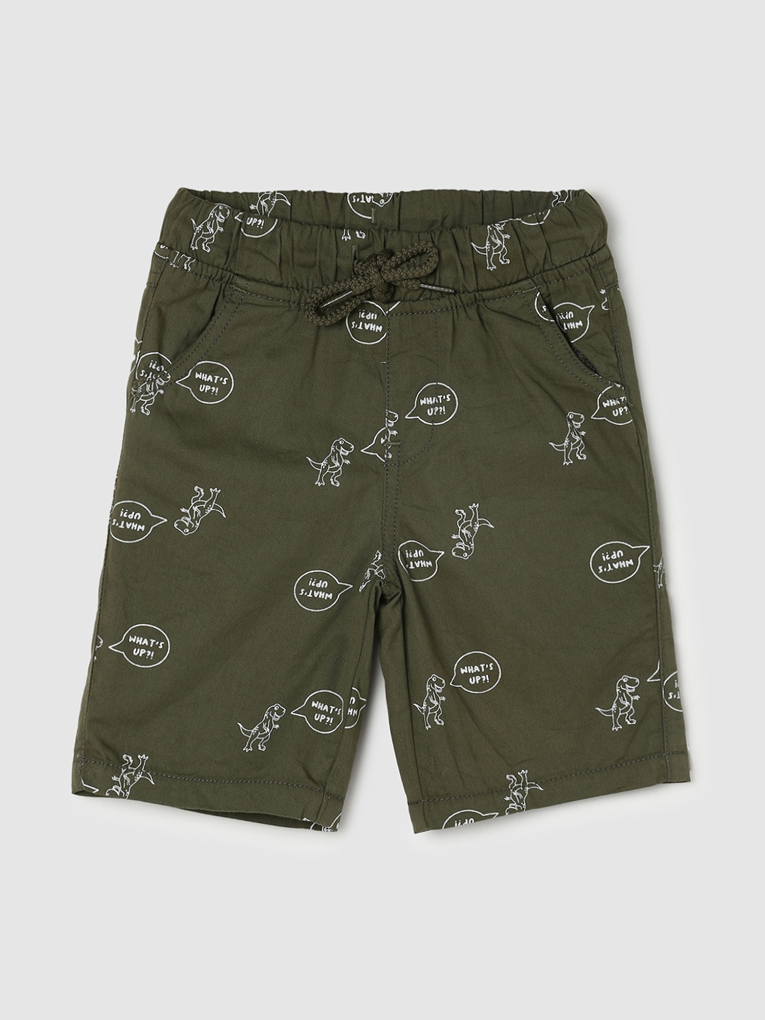 

max Boys Green Conversational Printed Pure Cotton Shorts