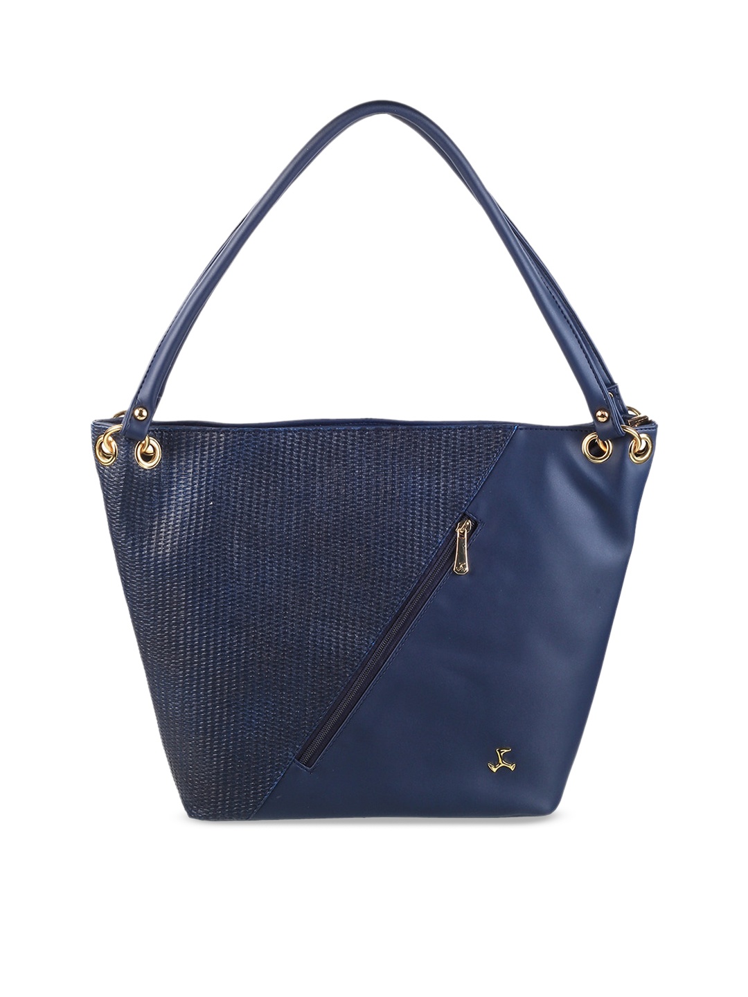 

Mochi Blue Textured Structured Shoulder Bag