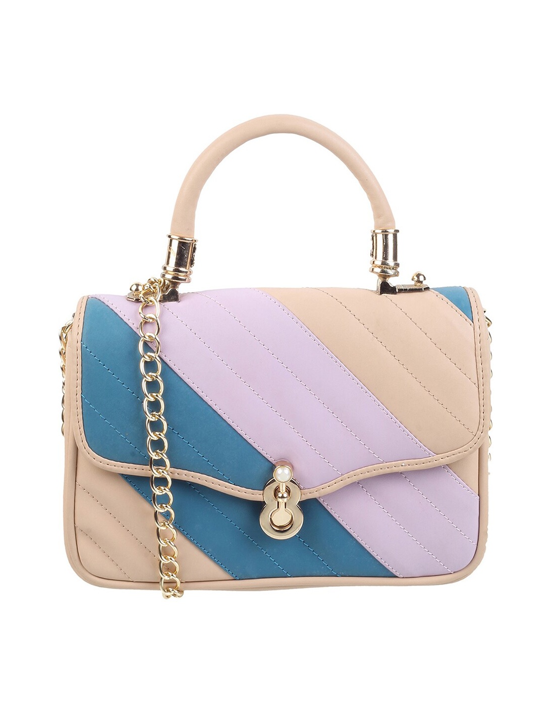 

Mochi Beige & Blue Colourblocked Purse Clutch